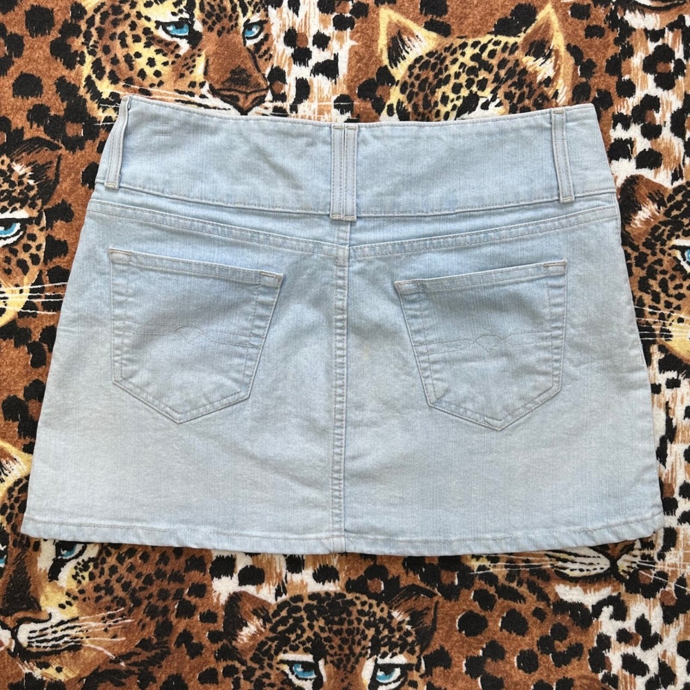 LEI Jeans Light Blue Denim Mini Skirt Y2K Low Rise Size 30 - Picture 6 of 8